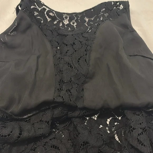 Haute Monde Black crochet Lace Overlay peplum Top SZ Large whimsigoth night out - Picture 9 of 11